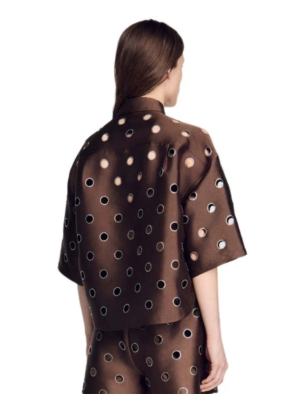 Jupiter Oversized shirt with rhinestones holes - Picture 2 of 6